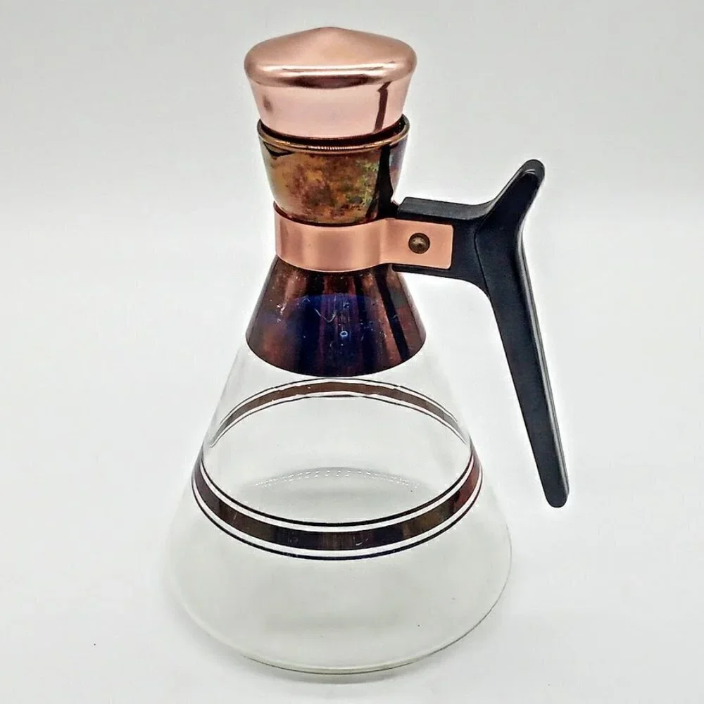 Vintage MCM Copper Glass Coffee Carafe